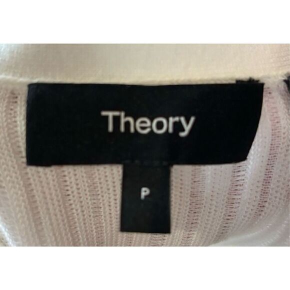 Theory Cotton Blend Cropped Shrunken Cardigan in Ivory NWT Size Petite - Picture 6 of 8